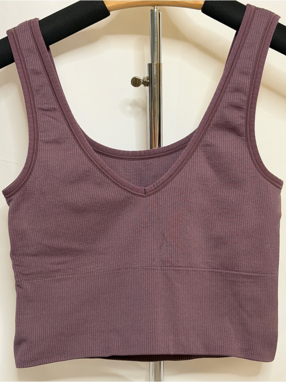 PURPLE ATHLETA AURORA CROP RIB TANK